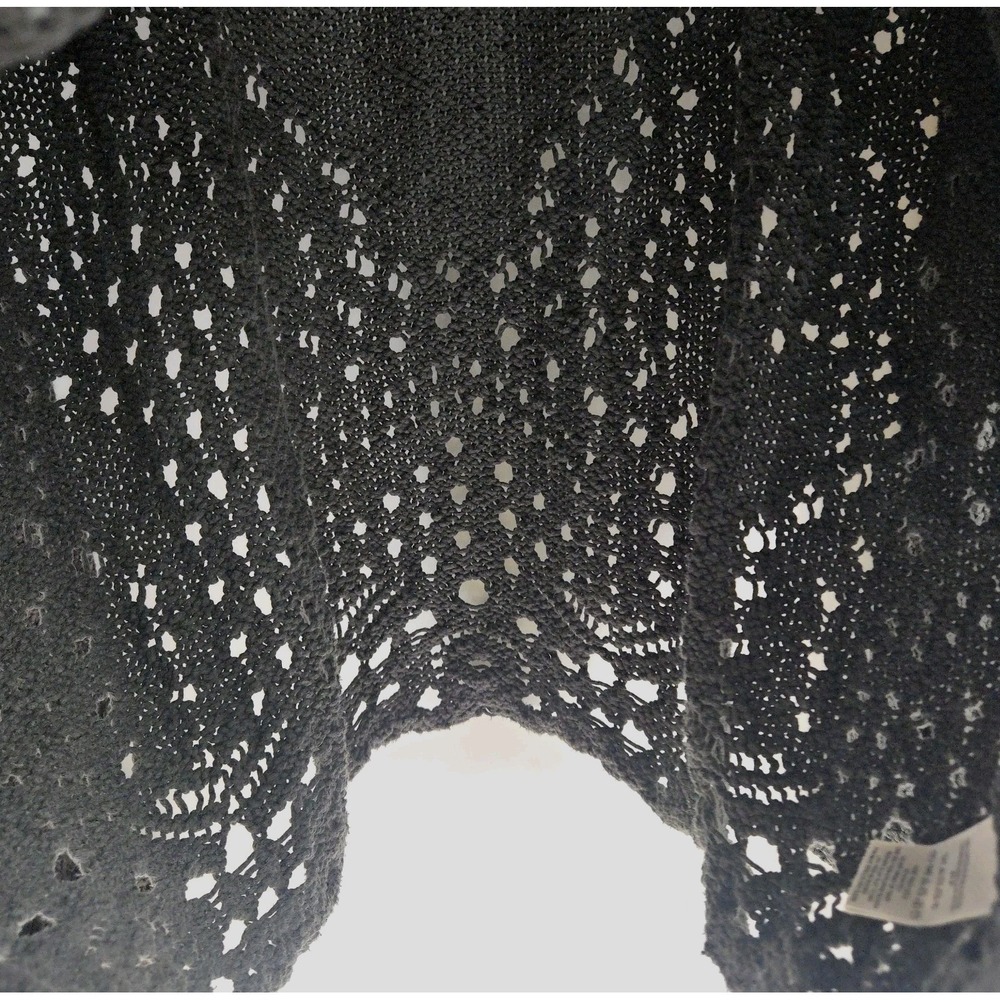 Free People Sweater Size Small Traveling Slate Gray Cotton Open Knit Crochet - Picture 14 of 15